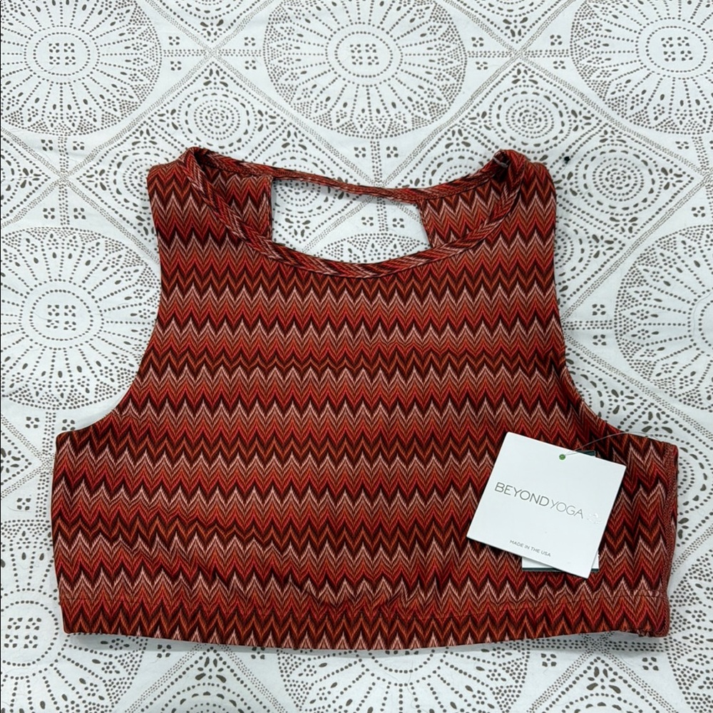 Beyond Yoga Red Chevron Crop Tank Top